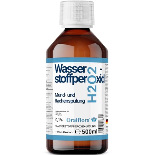 Oralflora 1 x 500 ml collutorio H2O2 perossido di idrogeno 0,1% - Senza alcol