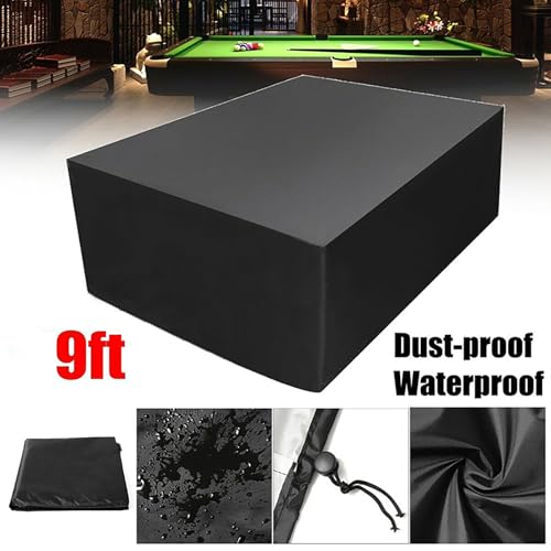 Pool Table Cover, 9 Foot, Heavy-Duty Billiard Table Protector, Black and Silver