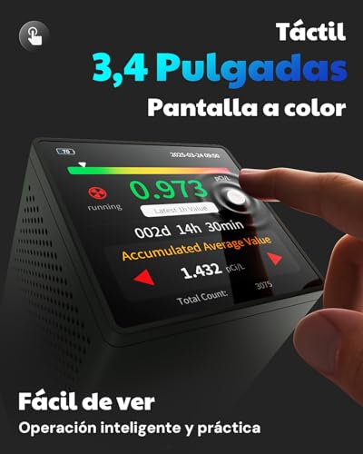 Miniatura 2 de Aegtest Hound-2033 Detector De Radón, Pantalla Táctil 3,4 , Actualizaciones Cada 10 Min, Alarmas Sonoras Visuales, Portátil, Recargable, Monitoreo Prolongado, Exportación Usb, Pci L O Bq M Negro