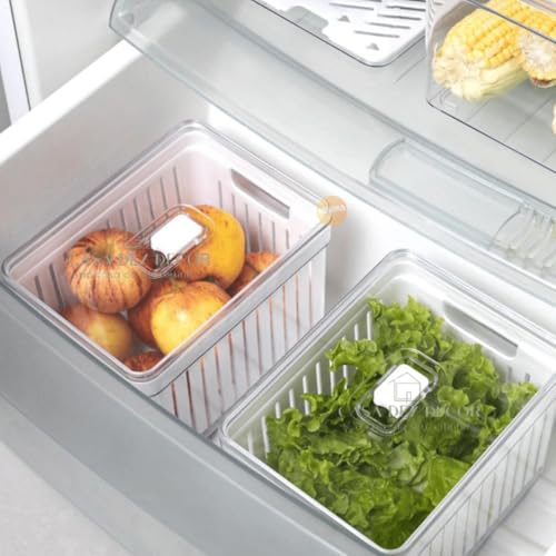 Kit 4 Organizadores Geladeira Armário Cozinha 3,8 Litros Alimentos Vegetais Caixa Plástica para Legu