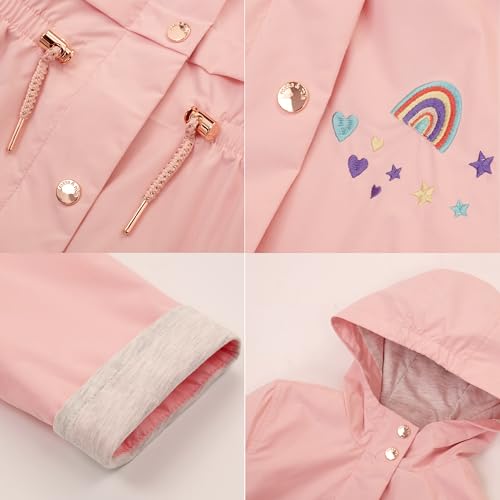 Rokka&Rolla Girls' Hooded Rain Jacket Lightweight Windbreaker Dress Trench Coat3