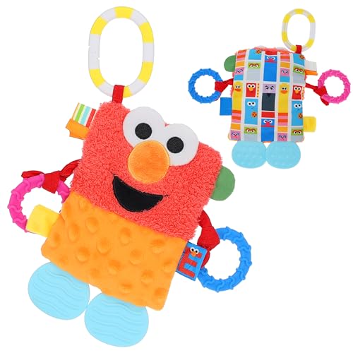 Kids Preferred Sesame Street Elmo Tug & Tag Plush Sensory Toy for Newborns