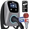 Tera Smart EV Chargeur Type 2 Wallbox: Borne de Recharge Vehicule Electrique 22kw Triphasé 32A 400V CE Certifié avec APP WiFi Bluetooth, 7M Câble de Recharge, Support Mural de Chargeur pour EVs PHEVs