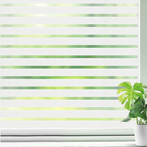 Qualsen Vinilos para Cristales Rayas Esmeriladas, Vinilo Adhesivo Cristal Anti UV, Translucido Decorativos Vinilo Cristales para Puertas Cristal Cocina Oficina, 30x200 cm, Rayas Finas