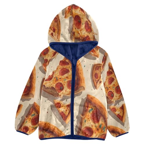 Pizza Slices with Colorful Sprinkles Toddler Fleece Jacket Girl Boys Hooded Fleece Jacket Coat Warm
