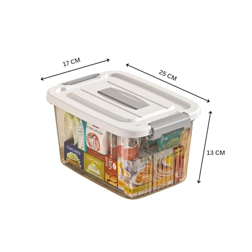 Image of Ash & Roh Heavy Duty Plastic Storage Bins with Locking Lids - Clear, Stackable Containers for Bedroom or Closet Organization (pack of 2, small-17cm X25cm X13 cm)
