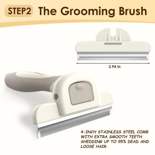 Miu Pet Professional Long Haired Dog Grooming Kit - Dog Cat Grooming Brush, Dog Deshedding Brush And Self-Cleaning Slicker Brush For Dogs 3 In 1 Dog Brush Set Gift Box For Long Hair Dogs Owners #TOP3