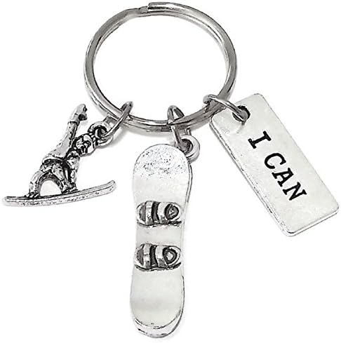 Kit's Kiss Snowboard Keychain Snowboarder Gift Snowboarding Sports I Can Charms Snowboard Key Ring image 4