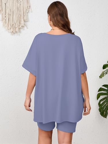 Image of AusLook Women's Plus Size 2 Piece Short Outfits Set Short Sleeve Tops and Shorts Pants Lounge Jogging outfits Matching Set