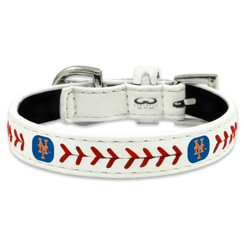 MLB New York Mets Classic Leather Baseball Dog Collar (Toy)