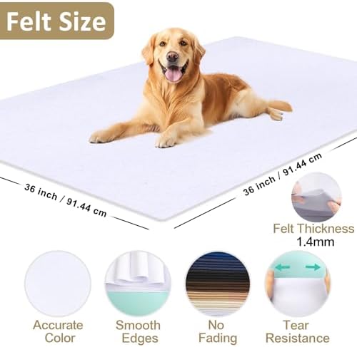 XSEINO Ice White Large Felt Fabric 36" X 36 "(1 Square Yard), 1.4 mm Thick Soft Felt Fabric Sheet for Crafts, White Series Colors Soft Nonwoven Fabric, Fit for Decoration, Sewing, DIY Crafts - 1