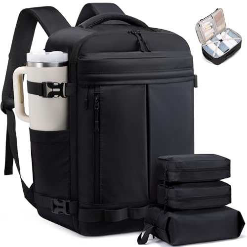 LOVEVOOK 50L Travel Backpack for Women Men, Airline Approved Carry On Luggage with 3 Cubes Accessories, TSA Personal Item Travel Cruise Essentials, Waterproof Weekender Overnight Bags fits 17" Laptop
