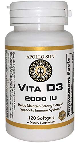 APOLLO SUN VITA D3 Vitamin 2000iu (50 Micrograms) High Potency Vitamin D