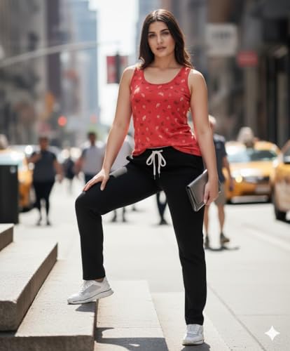 Image of Volex Women's Tank Top and Lower Set for Women | Stylish Cotton Co-Ord Set | Sleeveless Top & Jogger Lower for Women |Comfortable Stretchable Fabric 2-Piece Combo Set|women co ord set