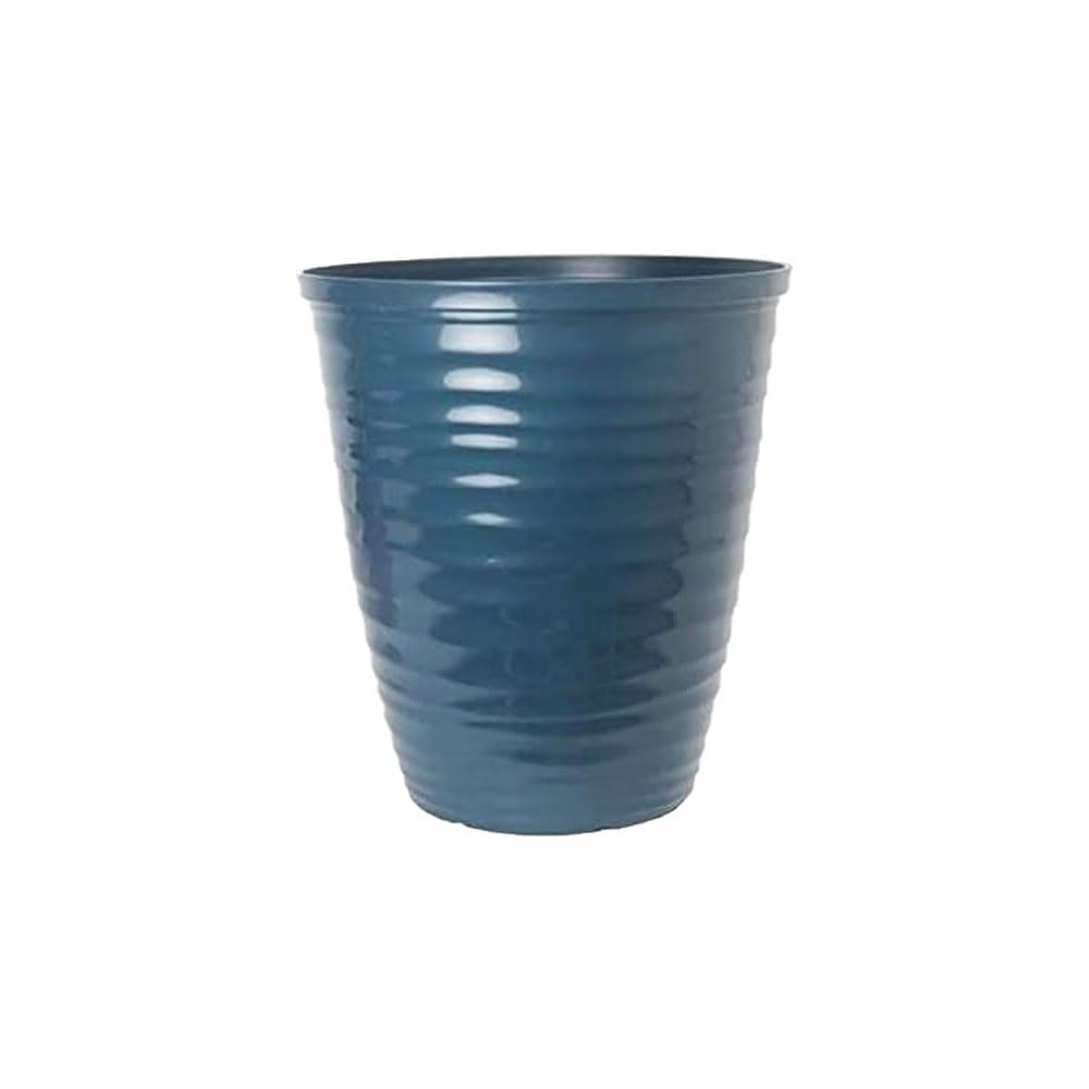 Shopior Lagoon Teal Dune Gloss Ripple Plastic Plant Pot–Outdoor Garden Planter With Drainage Holes, Weatherproof Flower Pots For Patio, Balcony & Indoor Decor | Decorative Large Plant Container (, 28Cm-Pack 1)