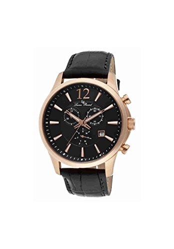Lucien Piccard Men's 11567-RG-01 Adamello Gold-Tone Watch with Black Leather Band