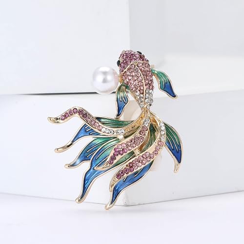 Image of Rhinestone Goldfish Brooches and Pins for Women Fashion Accessories Clothing Pins