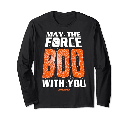 T-shirt Star Wars Halloween manches longues noir imprimé May The Force Boo With You pour adulte