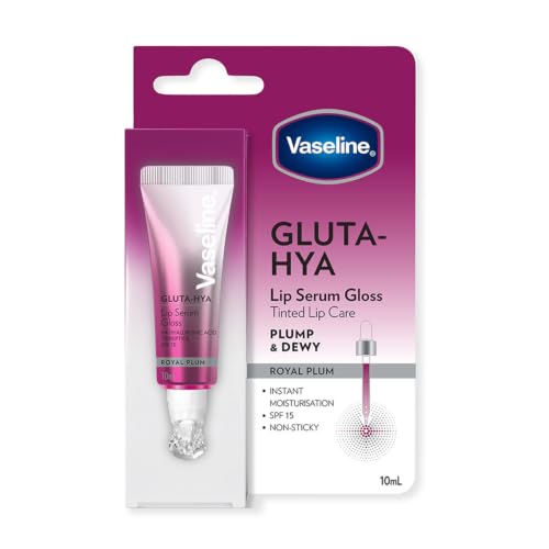Image of Vaseline Gluta-Hya Royal Plum Lip Gloss, Serum Lip Care with Hyaluronic Acid and GlutaGlow Technology, Tints, Plumps and Protects with SPF15, for Plumper Lips | 10 ml