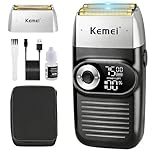 KEMEI Foil Shaver Barber for Men,Electric Razor Rechargeable with Beard Trimmer,Cordless Lithium Titanium Foil Shavers with Travel Case
