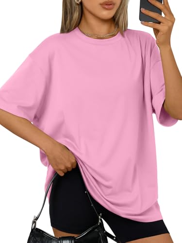 Image of Trendy Queen Womens Oversized T-Shirts Short Sleeves Workout Tops | Casual Summer Gym Tees Plus Size Fashion Clothes 2026