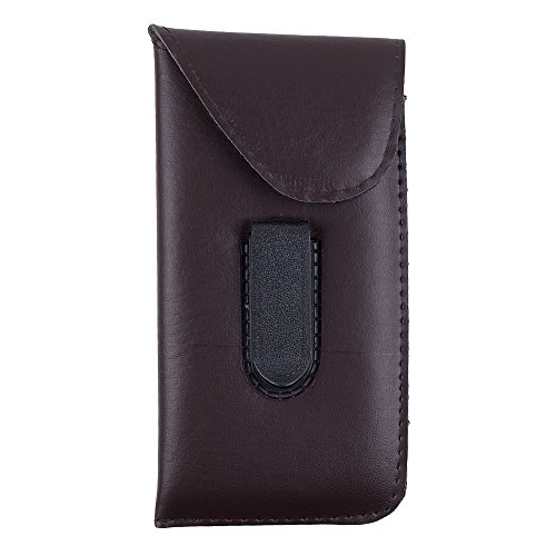 Optiplix Eyeglass Pouch with Belt Clip, Protective Glasses Holder, PVC Slip-in Eyewear Sleeve with Velcro Closure - Brown