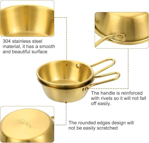 Image of ARURA (LABEL) Ramen Bowls, 304 Stainless Steel Korean Traditional Bowls Rice Wine Bowl with Handle, Hiking Soup Dish, Food Bowl Camp Cup, 4.7 Inch, 10 Ounces