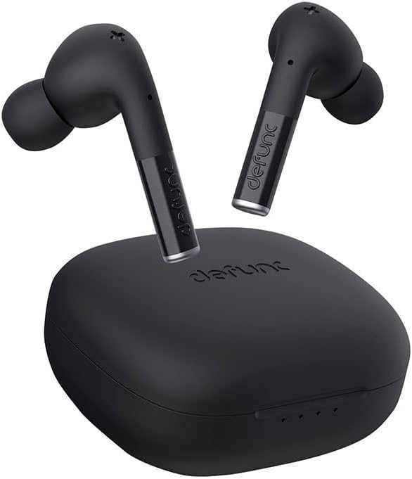DEFUNCTrue Entertainment In-Ear True Wireless Earbuds, 3D Sound Dual Mic, Low Latency, Fast Charging Case, Touch Control, IPX4 Waterproof Gaming & Streaming Earphones (Black)