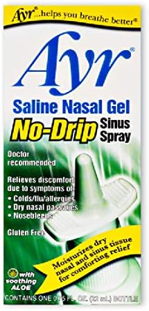 Ayr Saline Nasal Gel No-drip Sinus Spray with Soothing Aloe Vera, 0.75 Ounce