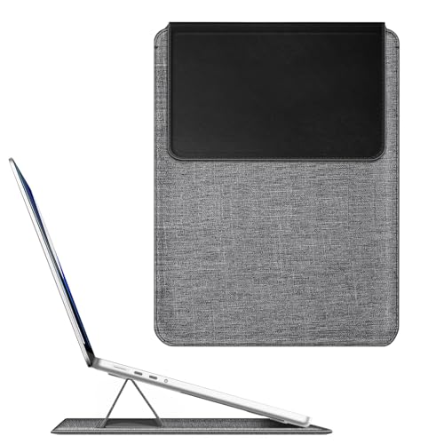 Fintie 13.6 Zoll Laptop Tasche mit Ständer Kompatibel mit MacBook Air 13.6 2024-2022, MacBook Air 13 2020-2018, MacBook Pro 13 2022-2016, Slim Hülle Sleeve, (Grau/Schwarz)