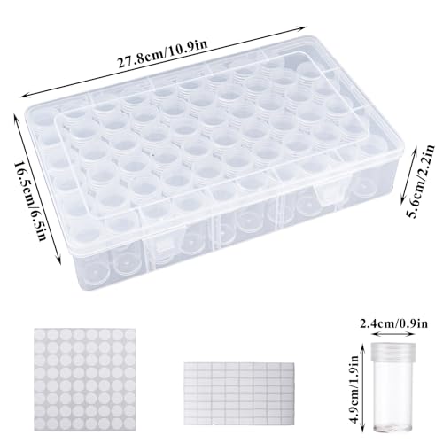 Image of 2Pack 60 Diamond Painting Storage Containers Plastic Bead Organizer Box with Label Sticker, Diamond Art storage Clear Bead Storage Containers Accessories for Seeds Sewing Craft Glitter Rhinestones