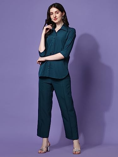 Image of Sheetal Associates Women's Solid Casual Co ords Set 2 Piece Open top & Pant Set