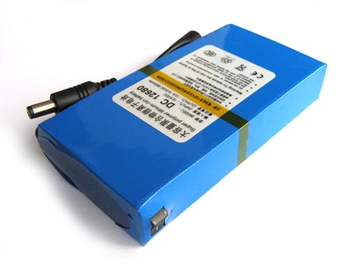 12V DC 30W 81.6Wh 6800mah Rechargeable Lithium Ion, Li-ion Portable Battery Pack, Power Bank for CCTV Cameras, LED Strip Lights and more. With UK Plug Charger