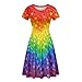 Biyejit Women's Short Sleeve Summer Dress LGBT Pride Rainbow Hearts Casual Flare Swing Dresss A-Line Swing Party Dresses Plus Size S-4XL