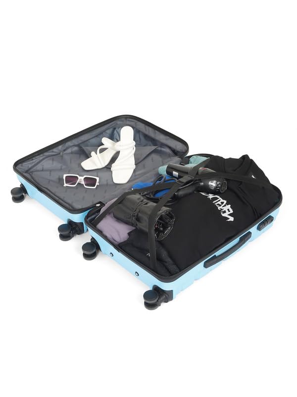 Image of Teakwood Medium Cabin Size 8 Wheels Trolley Bag, Hard Cabin with Zipper Closure, Adjustable Push Button & Cross Side Strap, TSA Lock System 360 Degree (Medium, Sky Blue)