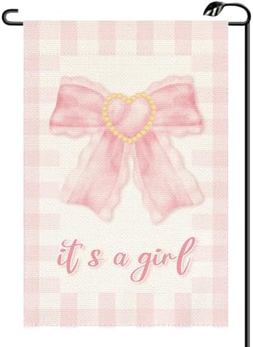 It's A Girl Baby Shower Garden Flag 12x18 Inch Double Sided Birth Announcement Newborn Baby Gender Reveal Small Flags Farmhouse Outside Decoration For Yard Sign (ONLY FLAG) RC29 image 3