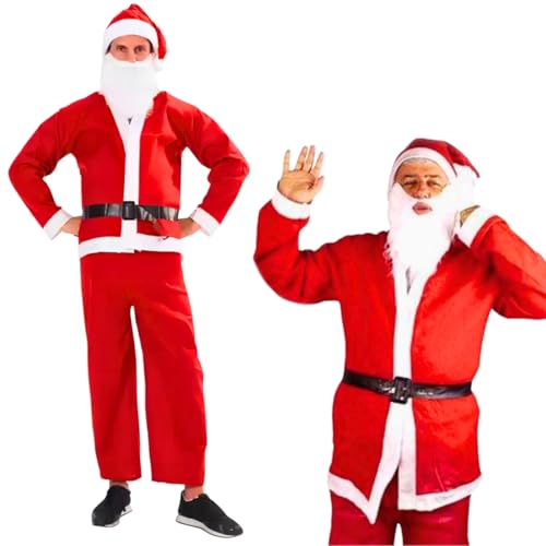 Roupa Completa Papai Noel Festas Eventos Natal Natalino de Feltro Tam Único com 5 Peças Fantasia