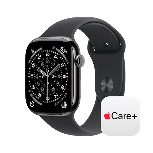 Image of Apple Watch Series 11 [GPS + Cellular 46mm] Smartwatch with Slate Titanium Case with Black Sport Band - M /L. Sleep Score, Fitness Tracker, Health Monitoring with AppleCare+ (2 Years)