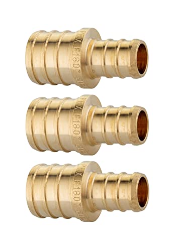 Image of 3-Pack EFIELD Pex 1 Inch x 3 /4 Inch Reducing Coupling Crimp Brass Fittings,(PEX1807014-3PCS)