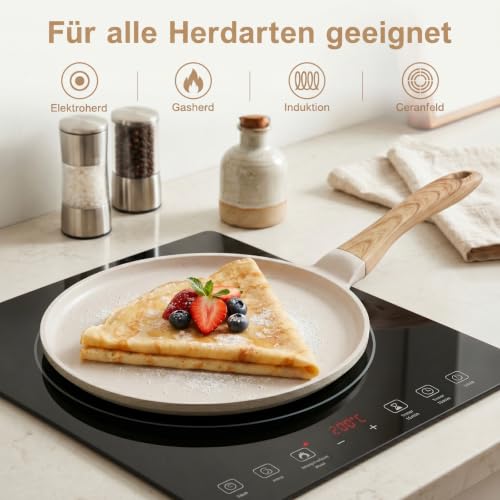 JEETEE Crepe Pfanne 24 cm, Pancake Pfanne für Induktion, Beige – Ansicht 4