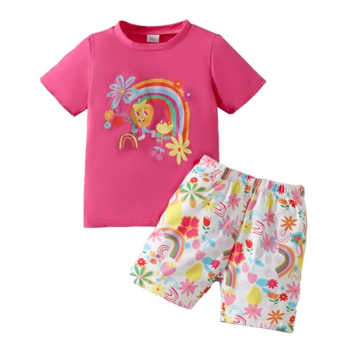 Ayzozuy - Ayzozuy Kid Toddler Girl Clothes Summer Rainbow & Floral Print Tee & Shorts 2PC Set (5-6T) - Best Deal on Amazon