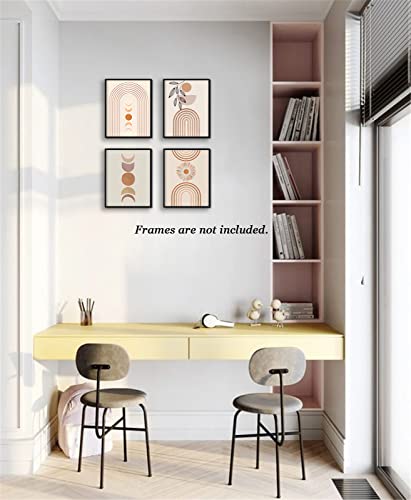 Abstract Line Boho Wall Art - Modern Bohemian Pictures Minimalist Sun And Moon Unframed 8 X 10 Inches Posters Earthy Paper Paintings Leaf Artwork For People Bedroon Living Room Bathroom Kitchen Decor #TOP6