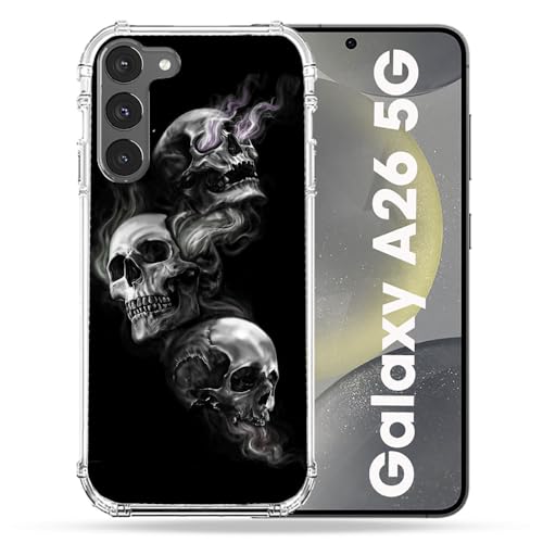 Coque Samsung Galaxy A26 5G Cokitec pour motard motif Tete de Mort Triple