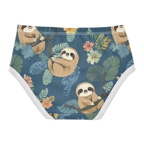 Wusikd Sloths Hanging Tree Girls' Underwear Cotton Cartoon Girls Briefs Soft Toddler Underwear 2T2