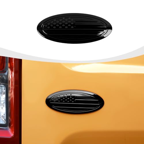 Image of RAZPOY for Bronco Emblem Cover, 5.31inch Rear Tailgate Overlay Badge Emblem Cover Trim Fit for 2021-2024 Ford Bronco & Bronco Sport, USA Flag Black