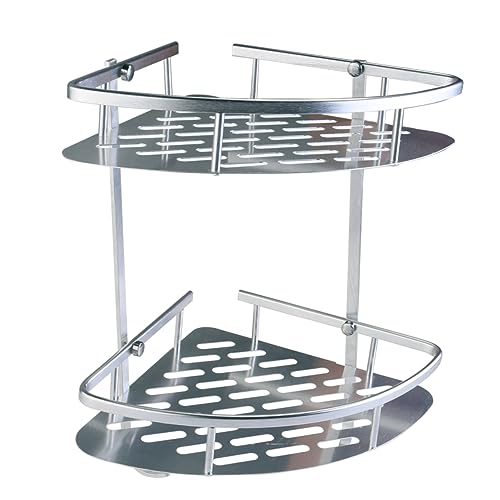 DOITOOL Estante De Ducha Repisas Para Pared De Ducha Accesorios Gancho Drenar Desbloqueador Estante De La Esquina Del Baño Encimera Organizador De Baño Unidad Plegable Bar Toalleros Silver