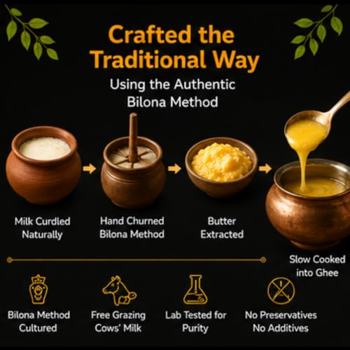 Image of Good Mitti A2 Gir Cow Ghee 500 ML | Traditional Bilona Method Cultured Desi Ghee | Grass Fed Pure Cow Ghee | Lab Tested, Natural & Healthy | Rich Aroma | Healthy Cooking Cow Ghee | Glass Jar | Indian Gir Cow Ghee
