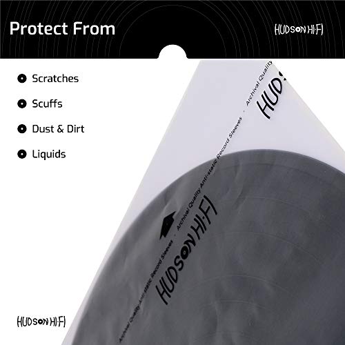Hudson Hi-Fi Vinyl Record Outer Sleeves Covers - Premium Clear Vinyl Record Sleeve - Protect Your LP Albums from Scratches, Dirt & Dust - 3mm Thick No-Acid Exterior Disc Cover