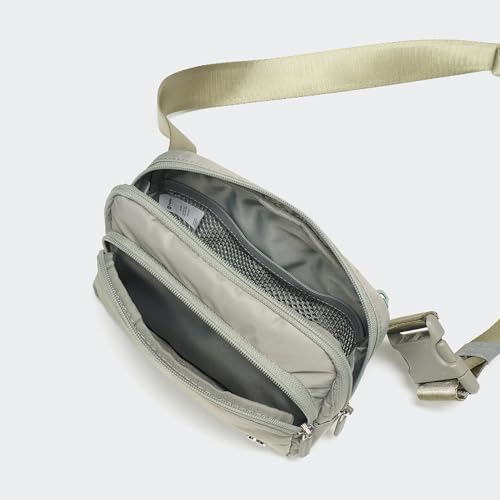 Image of Pander Nylon Crossbody Belt Bag with Excess Strap Keepers, 6-Pocket Adjustable Sling Fanny Pack for Travel and Everyday Carry, Grey Sage