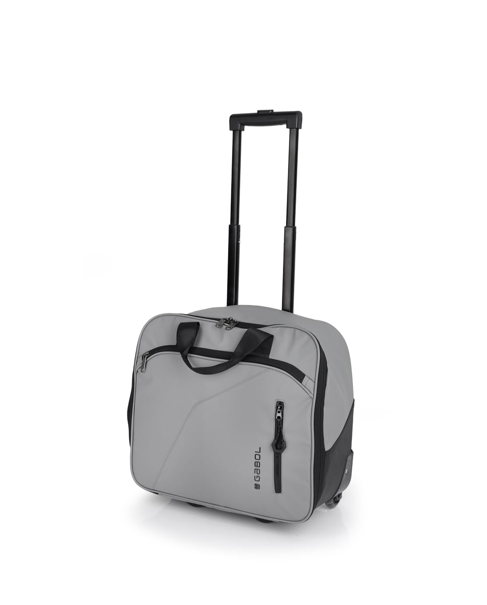 Gabol - Maletín con Ruedas y Funda para Portátil 15,6” Canada 40x36x19 cm - Equipaje de Cabina Ligero 1,85 kg con Capacidad 22L - Diseño Español en Poliéster Resinado - Gris